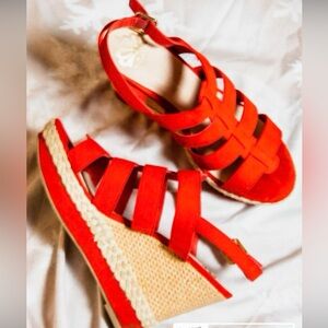 Fergie Violet Poppy Strappies Wedge Sandals